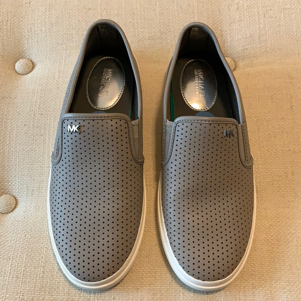 Michael Kors Grey Perforated Slide Shoes, Size 6.5